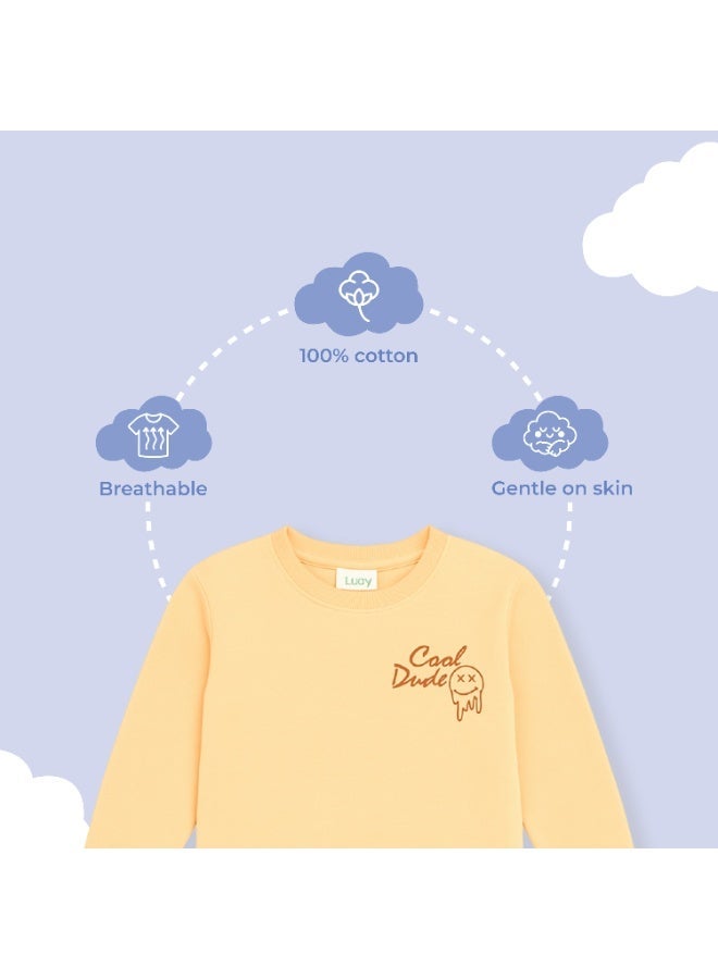 Luay Boys Winter Co-ord Set | Bamboo Cotton Top & Bottom | SoftCozy Winter Wear | Stylish Outfit ( Beige) - Image 3